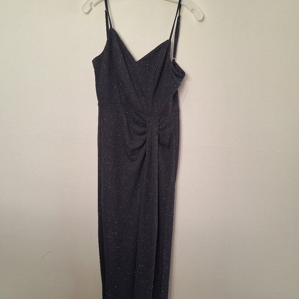Metallic Knit Ruched V-Neck Sheath Dress David's Bridal Studio